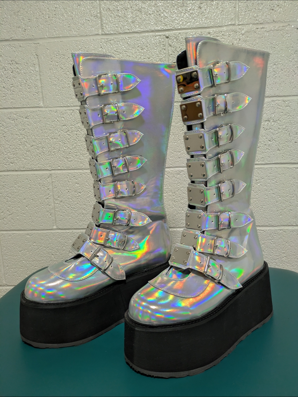 Demonia Iridescent Hologram Morpheus Platform Boots
